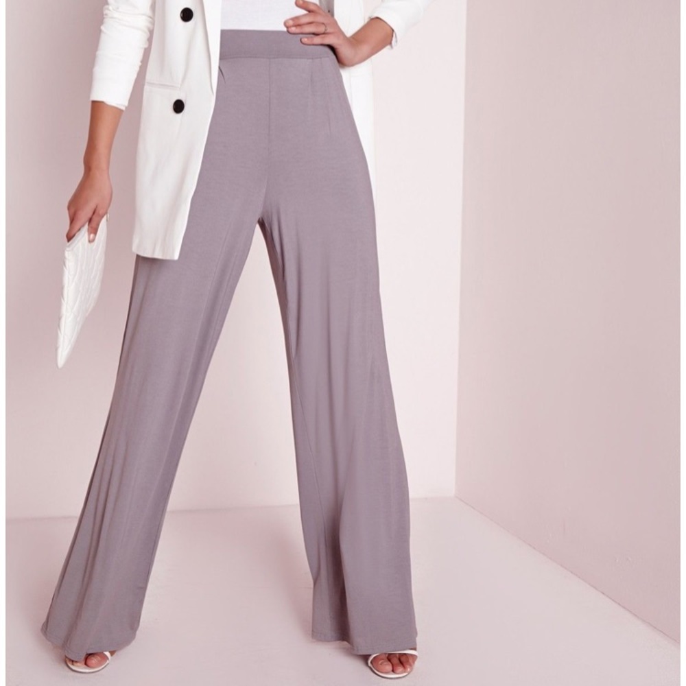 Never worn Missguided jersey wide leg pant- grey